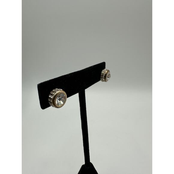 T Tahari Gold Tone Studs with All-Over CZs - Picture 6 of 6